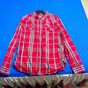 Like new, Levi’s LS men’s button down, size XL. Red plaid.